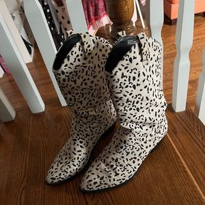 Dalmatian Cowboy Boots Black and White